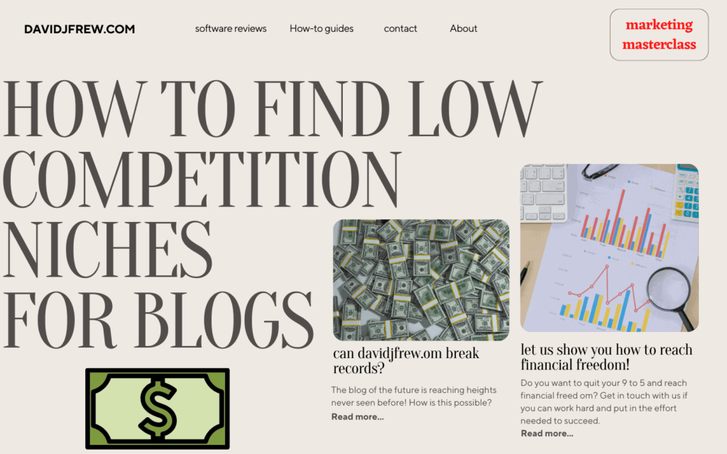 image header with text saying how to find low competition niches for blogs