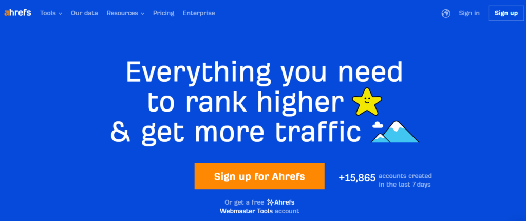 ahrefs signup page banner